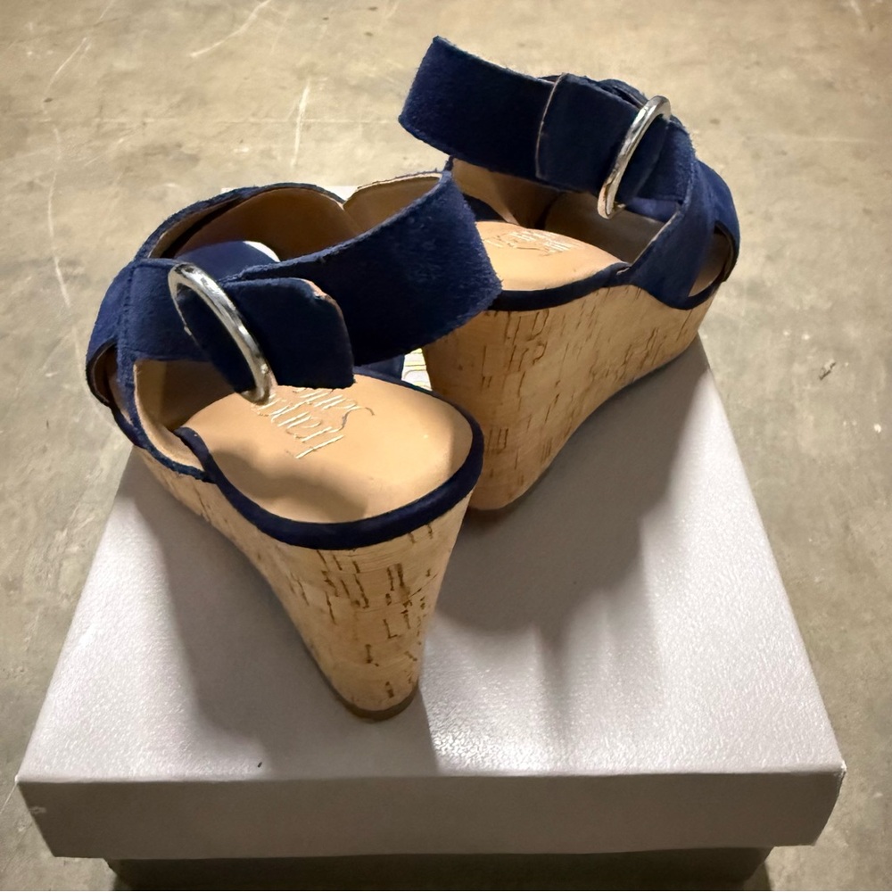 Franco Sarto Navy Wedge Sandals - Picture 3 of 3